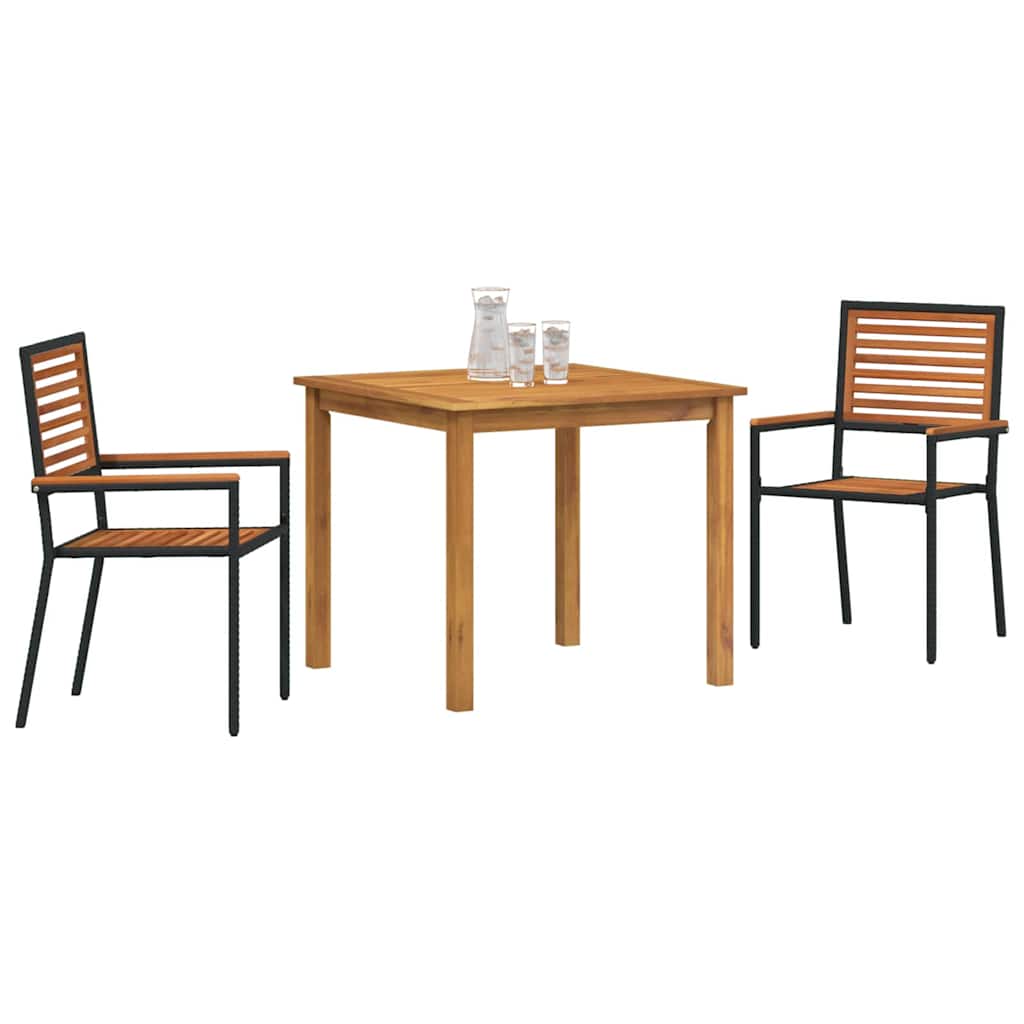 Kert étkező szett 3 pcs Fekete Tömör Akácfa