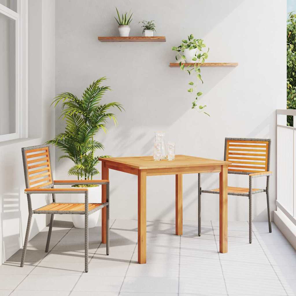 Kert étkező szett 3 pcs Szürke Tömör Akácfa