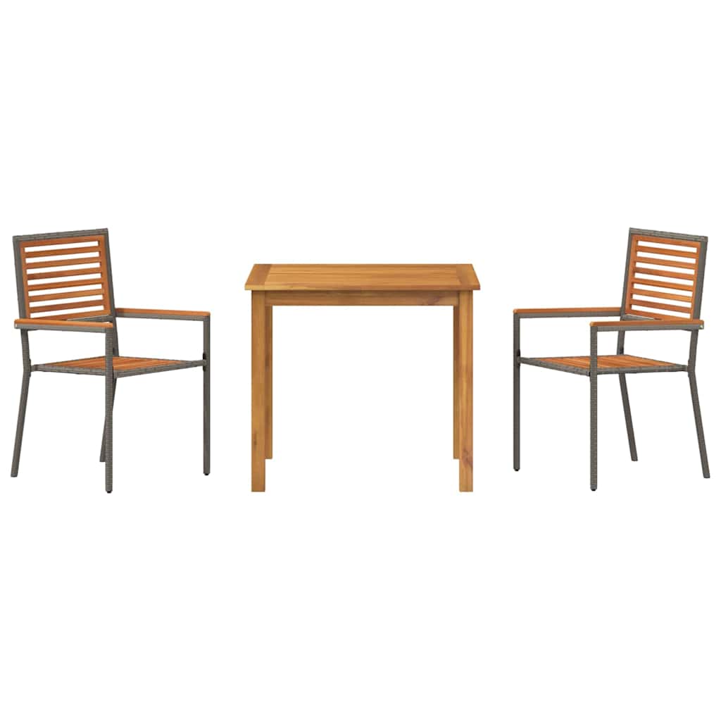 Kert étkező szett 3 pcs Szürke Tömör Akácfa