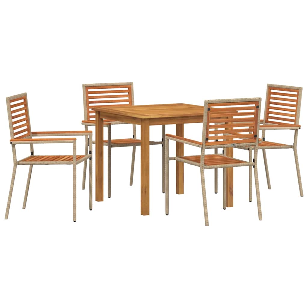 Kert étkező szett 5 pcs Bézs Tömör Akácfa