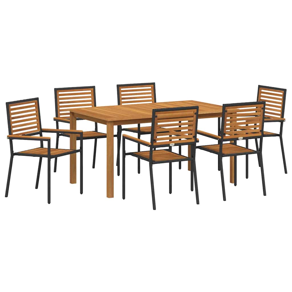 Kert étkező szett 7 pcs Fekete Tömör Akácfa