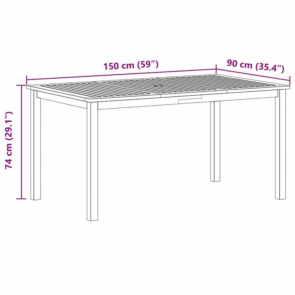 Kert étkező szett 7 pcs Fekete Tömör Akácfa