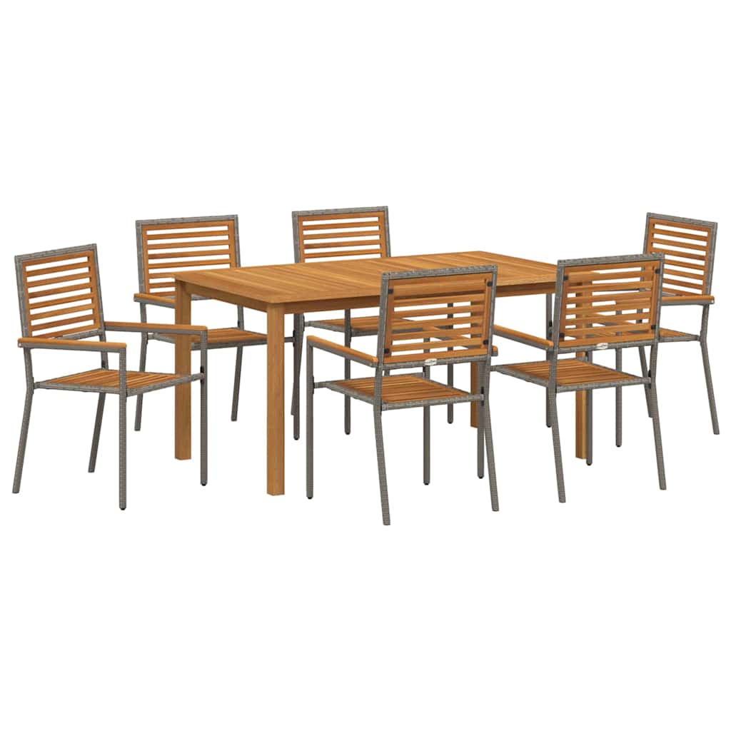 Kert étkező szett 7 pcs Szürke Tömör Akácfa