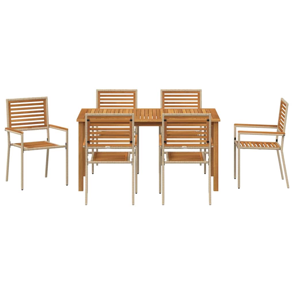 Kert étkező szett 7 pcs Bézs Tömör Akácfa