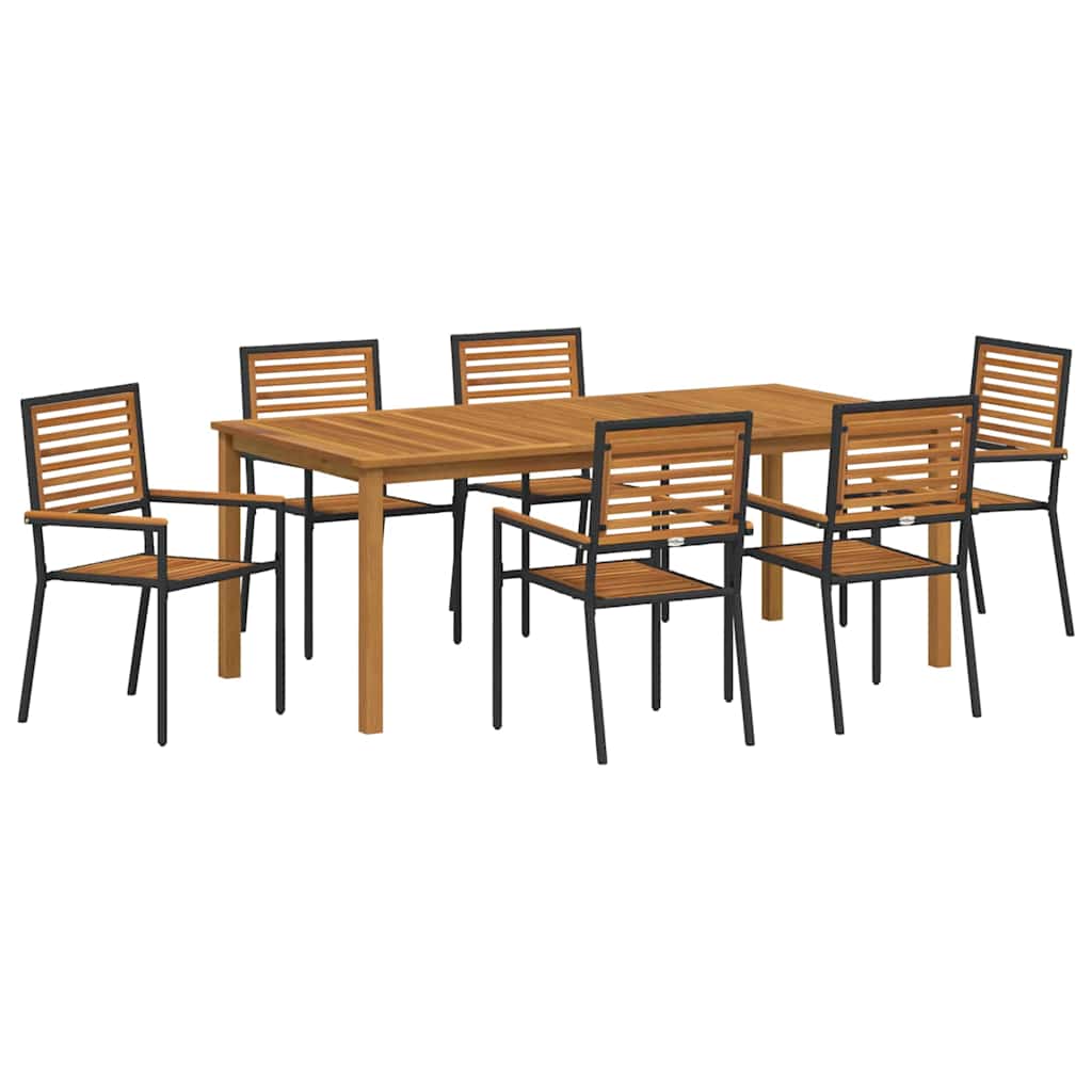 Kert étkező szett 7 pcs Fekete Tömör Akácfa