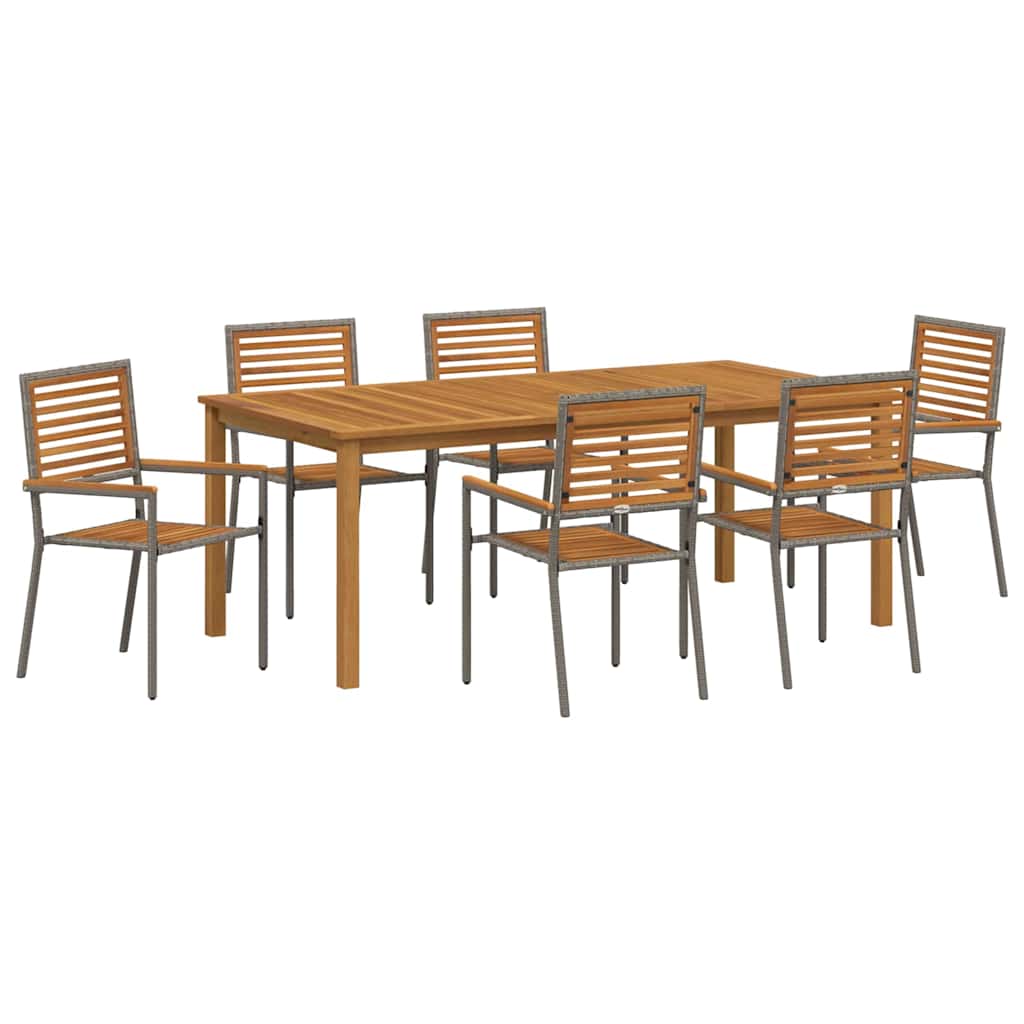 Kert étkező szett 7 pcs Szürke Tömör Akácfa
