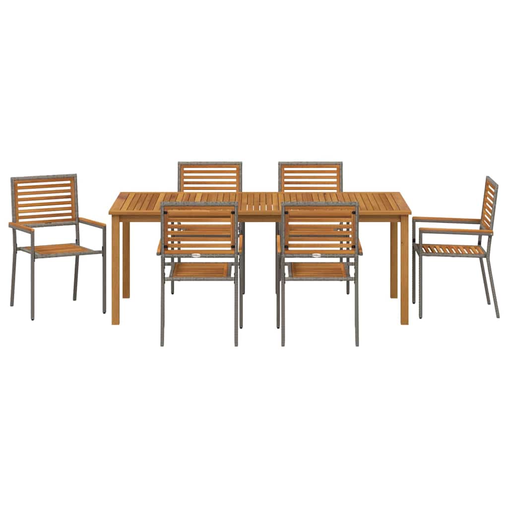 Kert étkező szett 7 pcs Szürke Tömör Akácfa