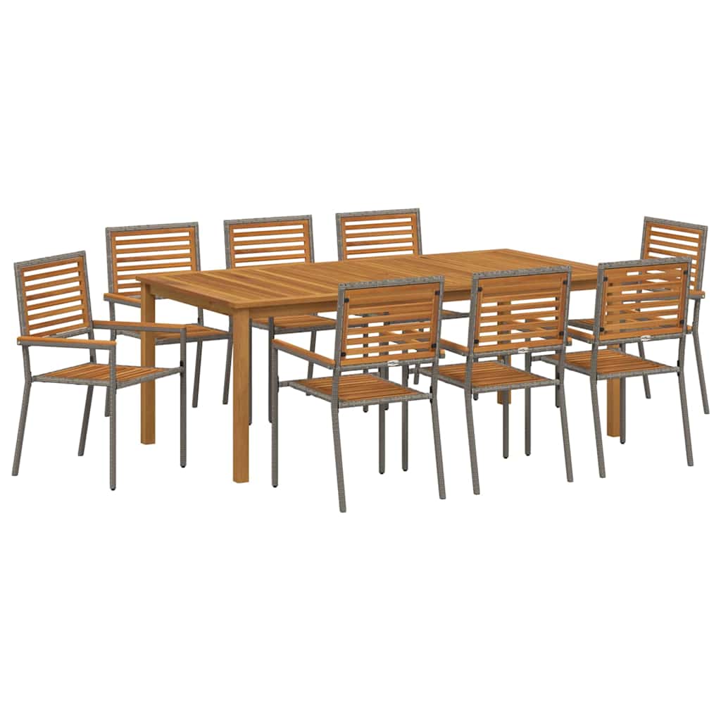 Kert étkező szett 9 pcs Szürke Tömör Akácfa