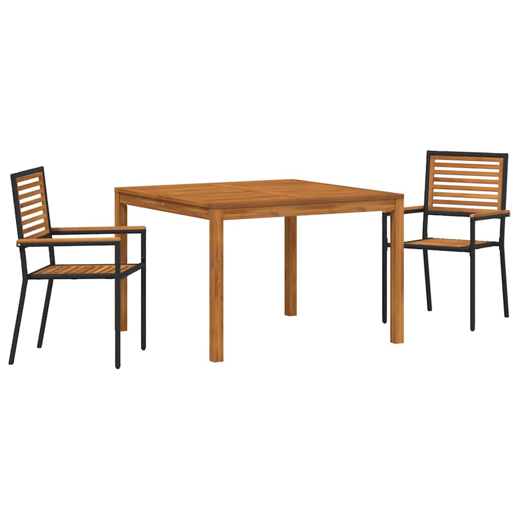 Kert étkező szett 3 pcs Fekete Tömör Akácfa
