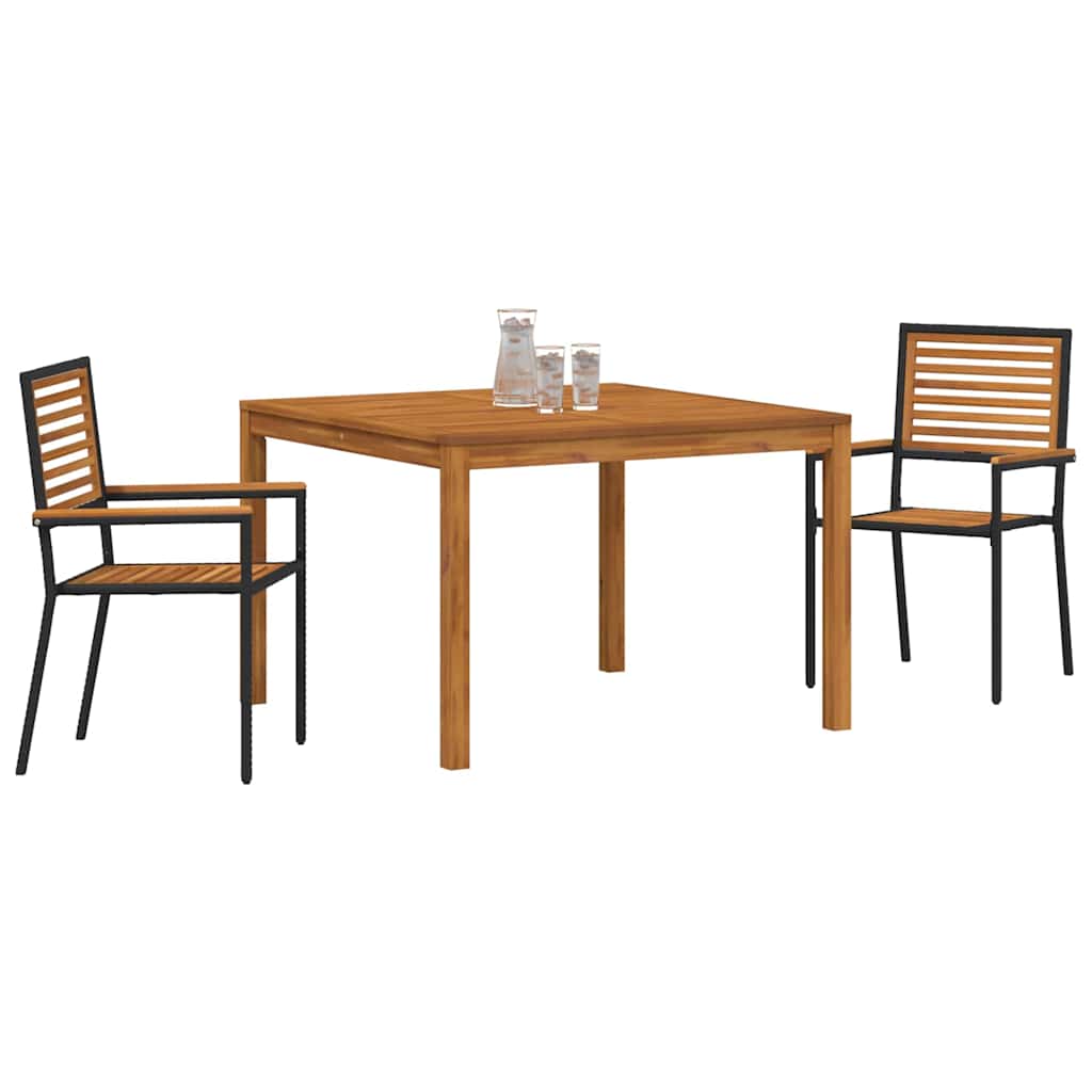Kert étkező szett 3 pcs Fekete Tömör Akácfa