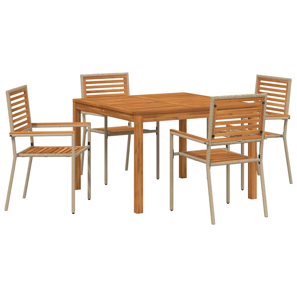 Kert étkező szett 5 pcs Bézs Tömör Akácfa