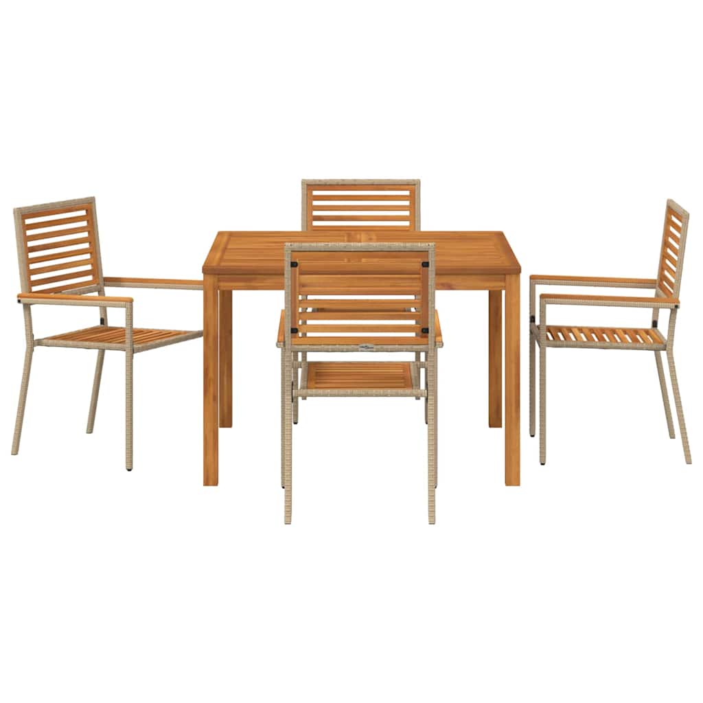 Kert étkező szett 5 pcs Bézs Tömör Akácfa