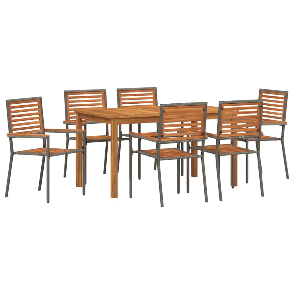 Kert étkező szett 7 pcs Szürke Tömör Akácfa