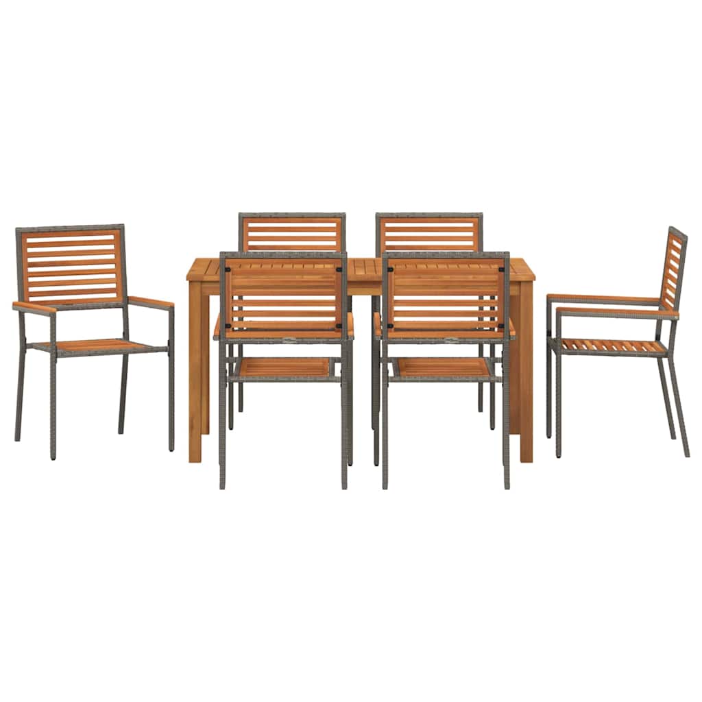 Kert étkező szett 7 pcs Szürke Tömör Akácfa