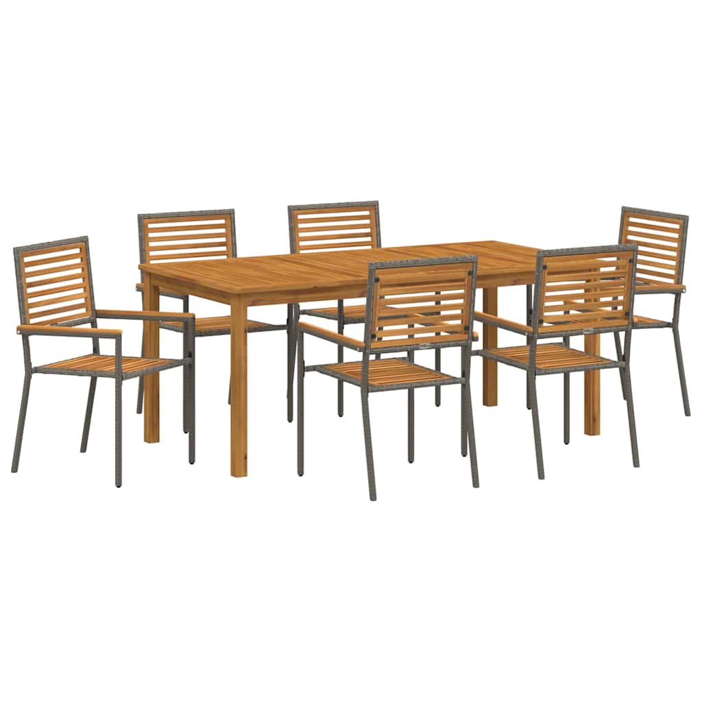 Kert étkező szett 7 pcs Szürke Tömör Akácfa