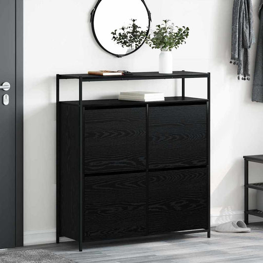 Cipőszekrény polcokkal Fekete tölgy 100 x 34 x 112 cm Faanyag