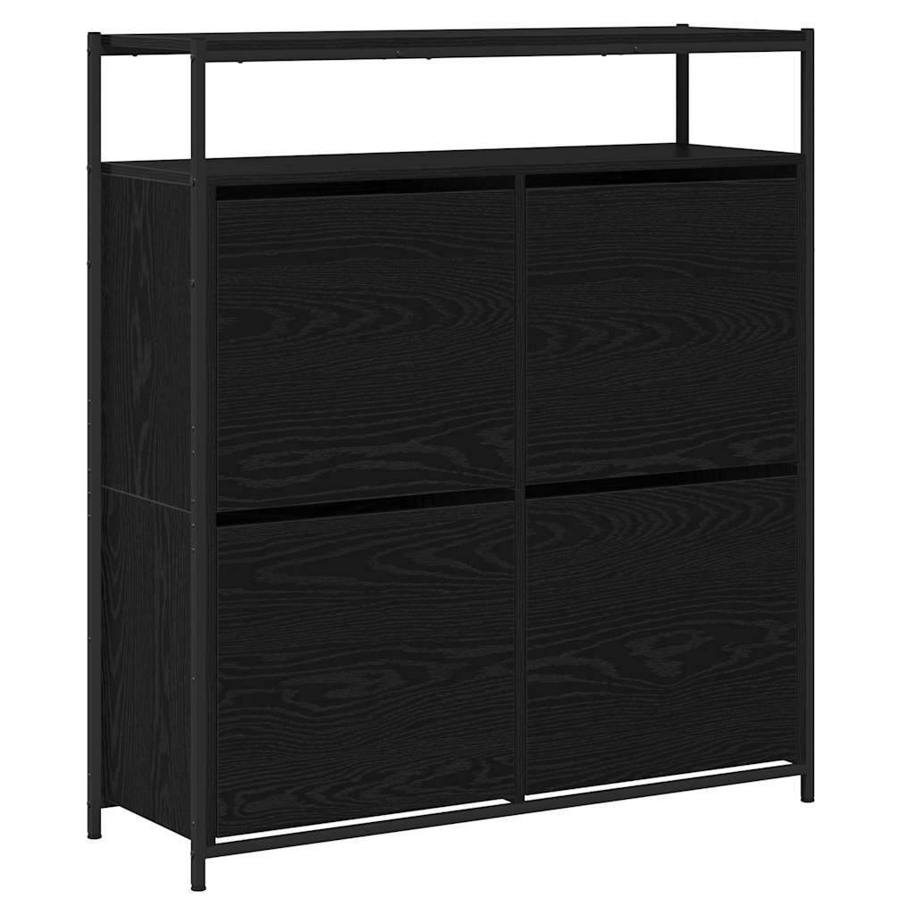 Cipőszekrény polcokkal Fekete tölgy 100 x 34 x 112 cm Faanyag