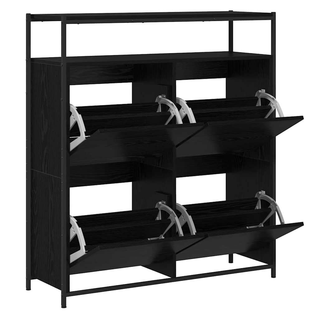 Cipőszekrény polcokkal Fekete tölgy 100 x 34 x 112 cm Faanyag