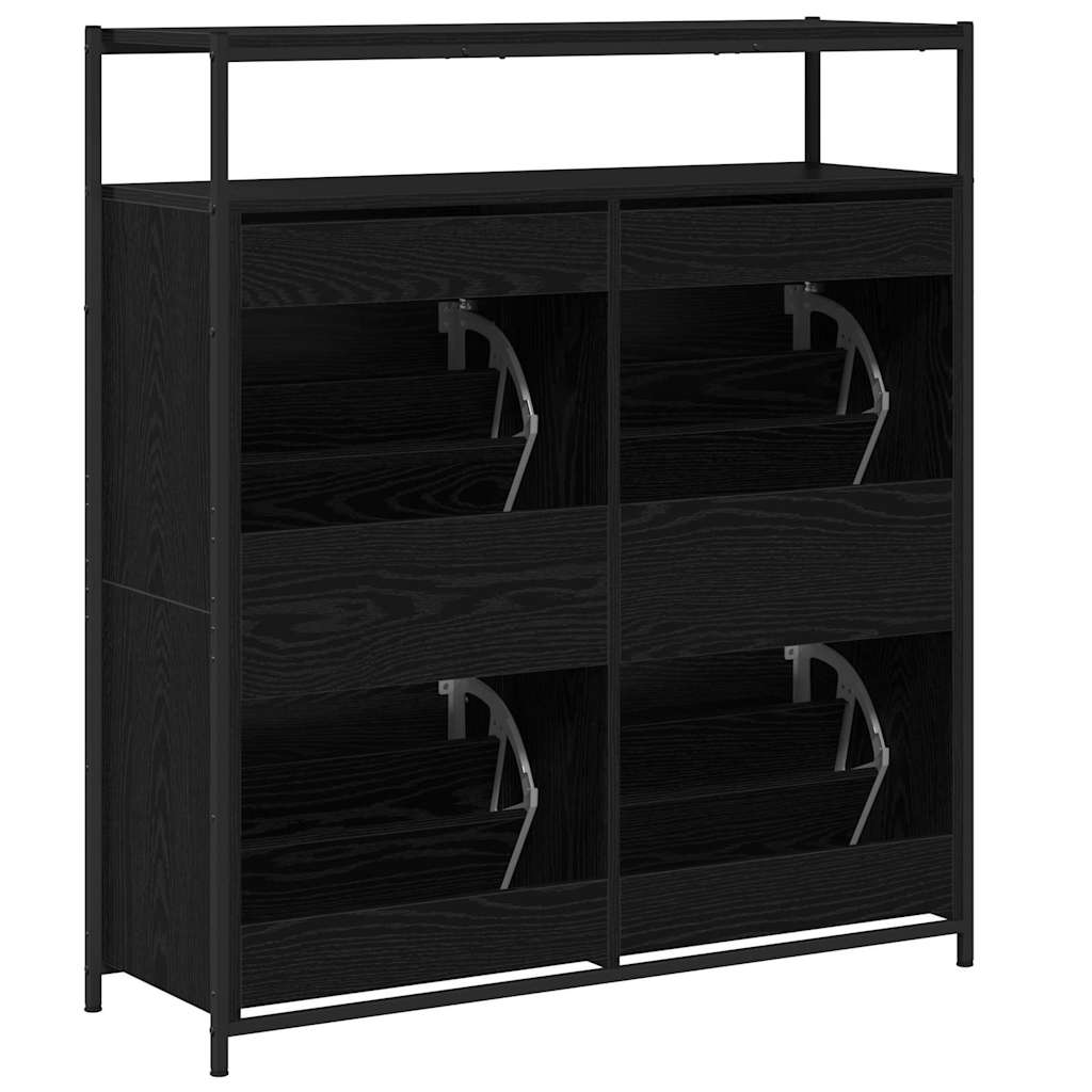Cipőszekrény polcokkal Fekete tölgy 100 x 34 x 112 cm Faanyag