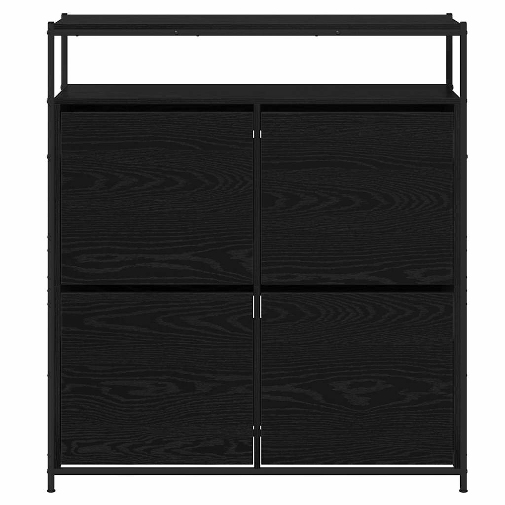 Cipőszekrény polcokkal Fekete tölgy 100 x 34 x 112 cm Faanyag