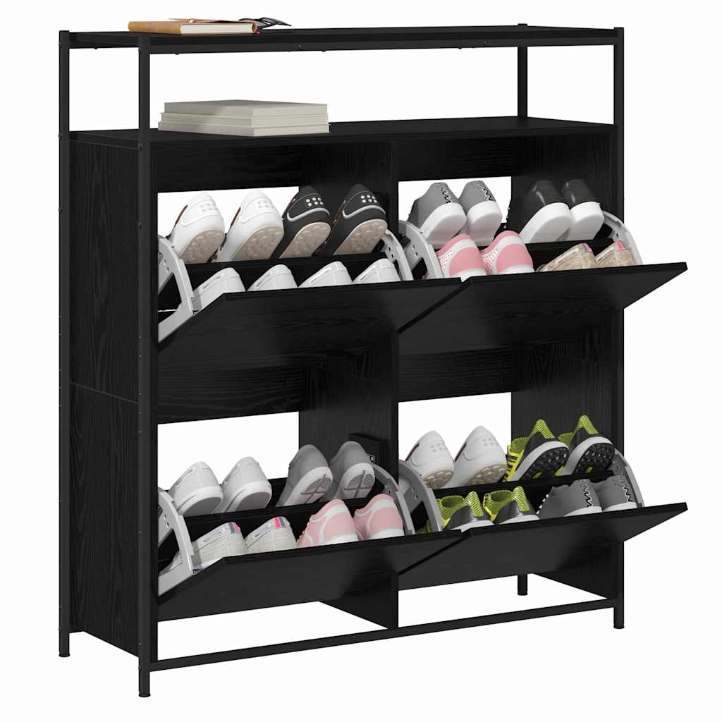 Cipőszekrény polcokkal Fekete tölgy 100 x 34 x 112 cm Faanyag