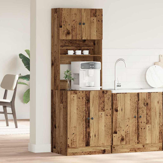 Konyhai vitrin polcokkal ajtóval 2 pcs Öreg fa 60 x 50 x 180 cm