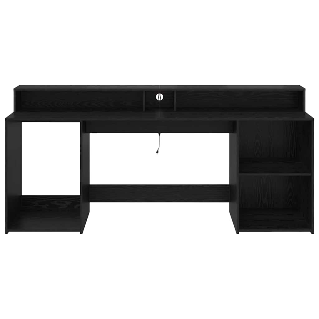 Asztal LED -es lámpákkal Musta tammi 200 x 55 x 91 cm Faanyag