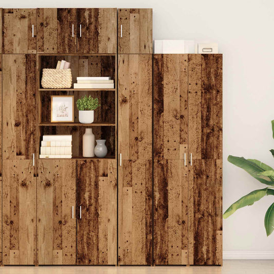 Tárolószekrény 2 pcs Antik Fa 30 x 42,5 x 225 cm Szerelt Fa
