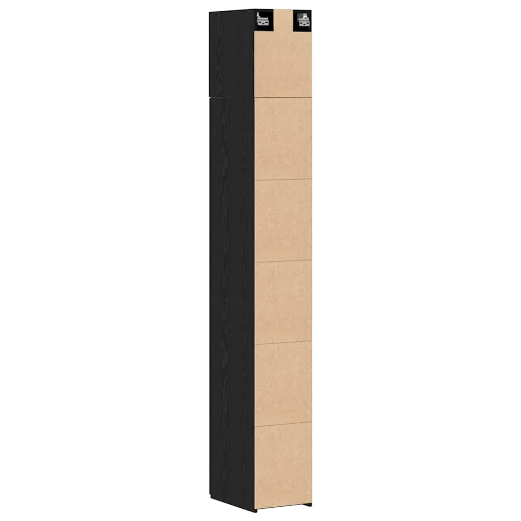 2 darabos tároló szekrény polcokkal 2 pcs Fekete Tölgy