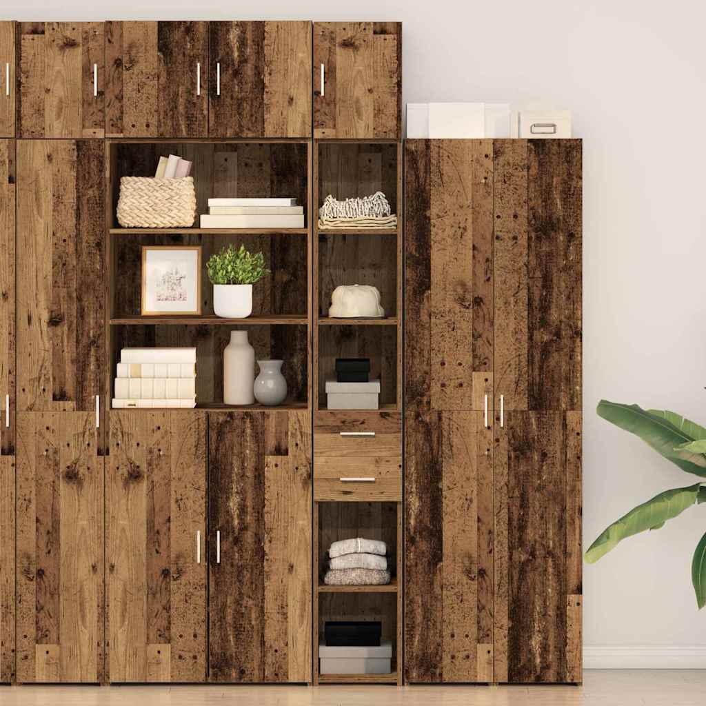 Tárolószekrény fiókkal 2 pcs Öreg fa 30 x 42,5 x 225 cm