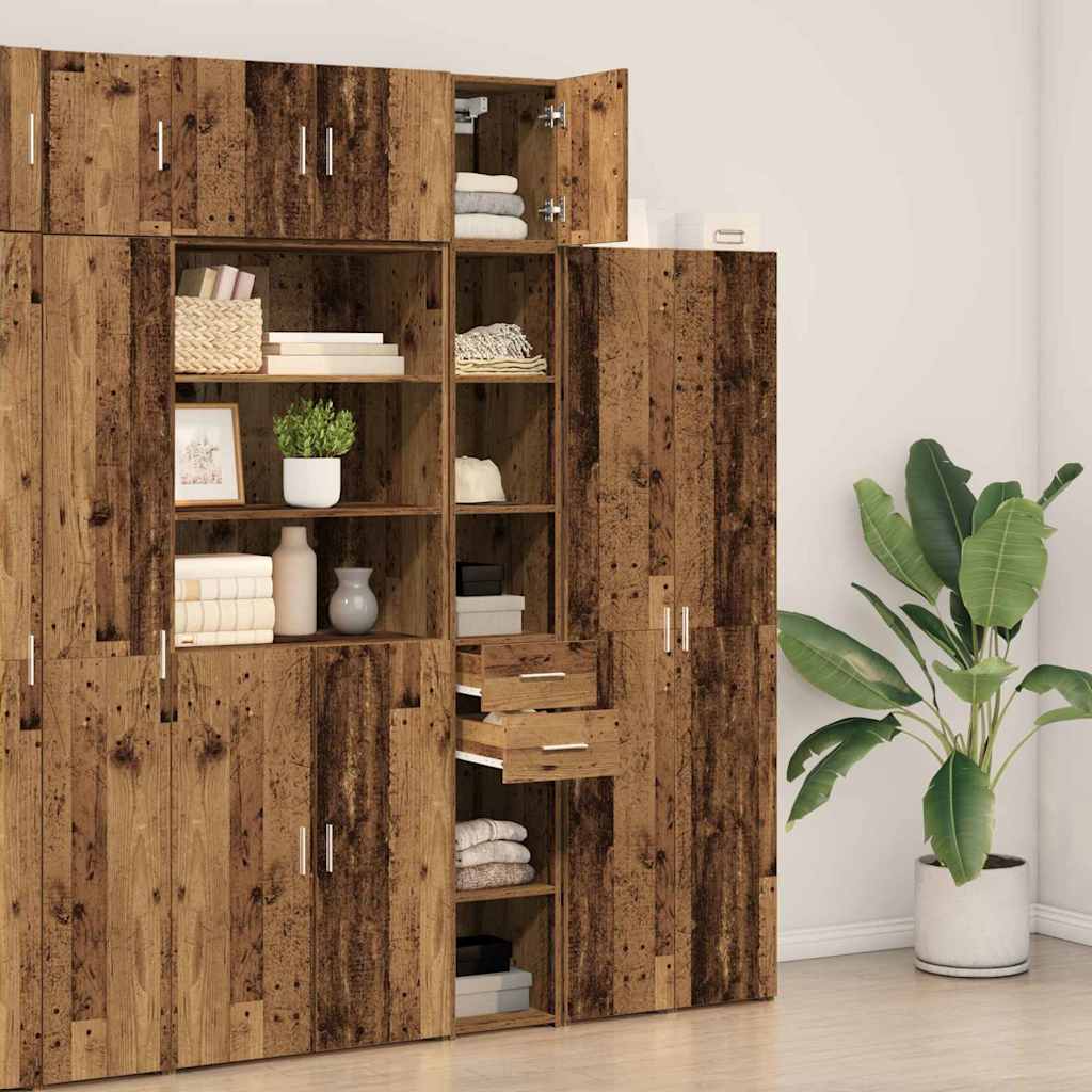 Tárolószekrény fiókkal 2 pcs Öreg fa 30 x 42,5 x 225 cm