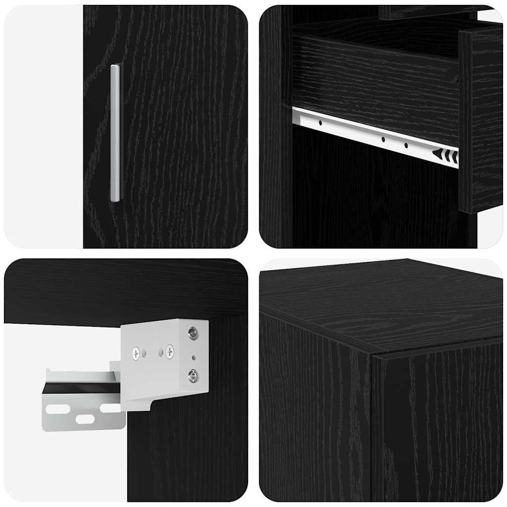 Tárolószekrény fiókkal 2 pcs Fekete tölgy 30 x 42,5 x 225 cm