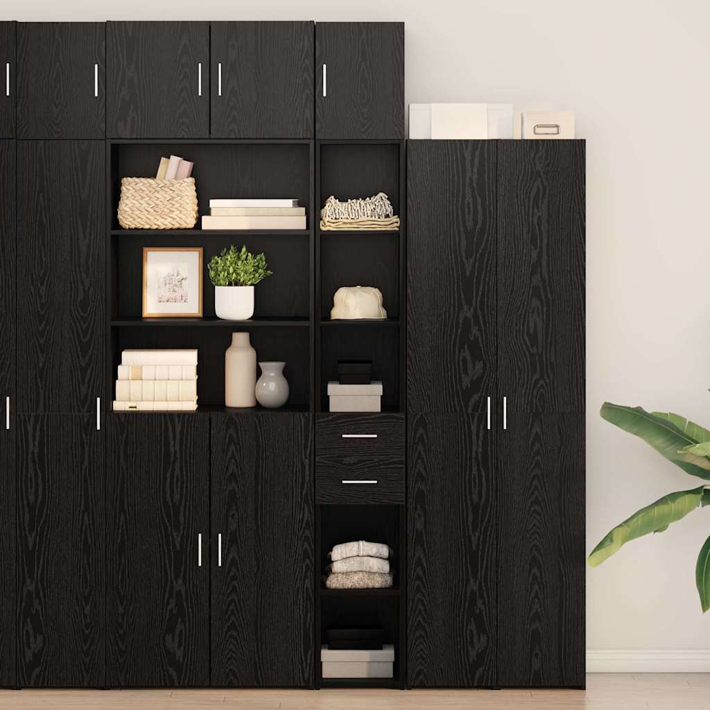 Tárolószekrény fiókkal 2 pcs Fekete tölgy 30 x 42,5 x 225 cm