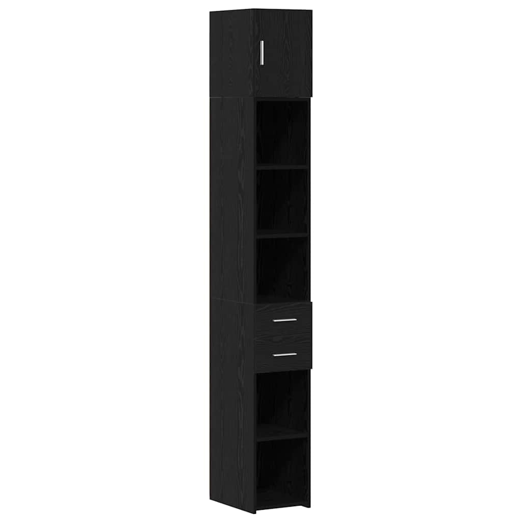 Tárolószekrény fiókkal 2 pcs Fekete tölgy 30 x 42,5 x 225 cm