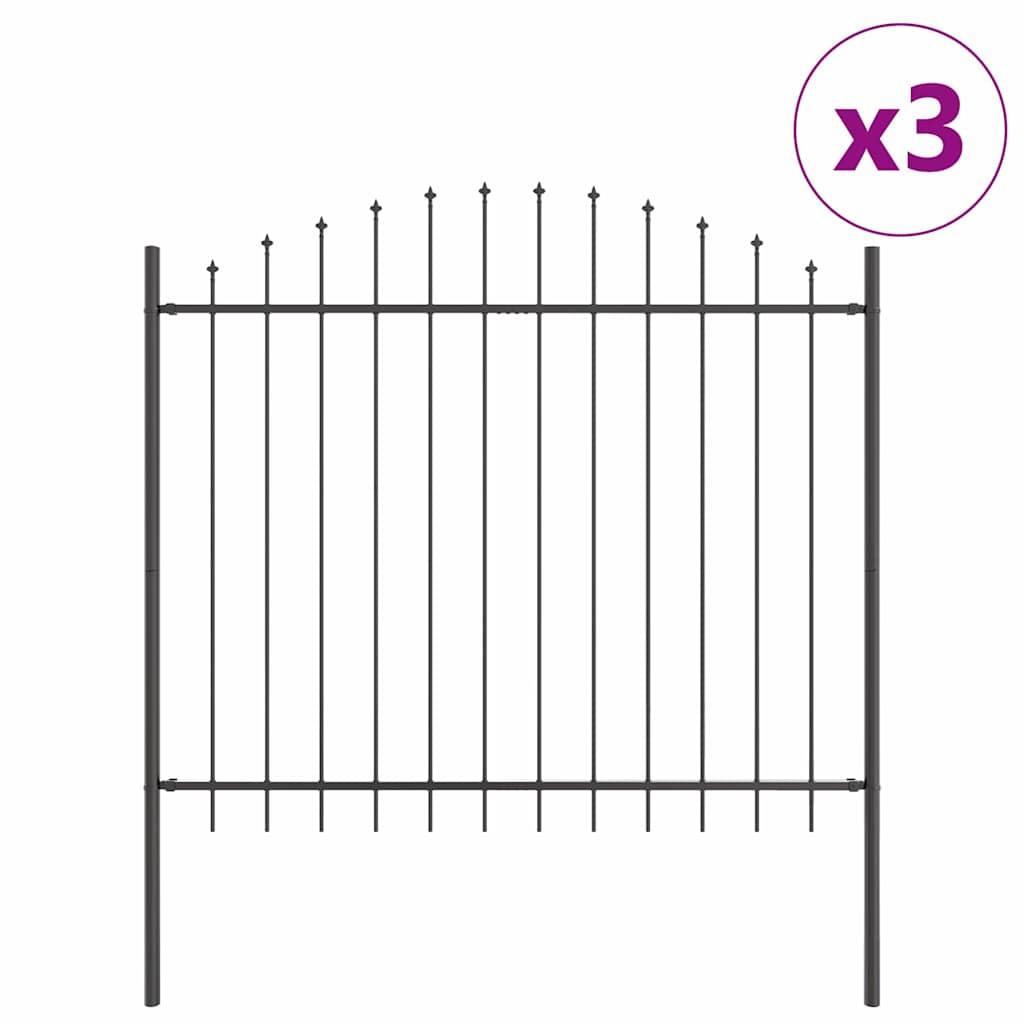 Kerti Kerítés WOERDEN 3 pcs 170 x 190 cm Porszórt acél Szürke