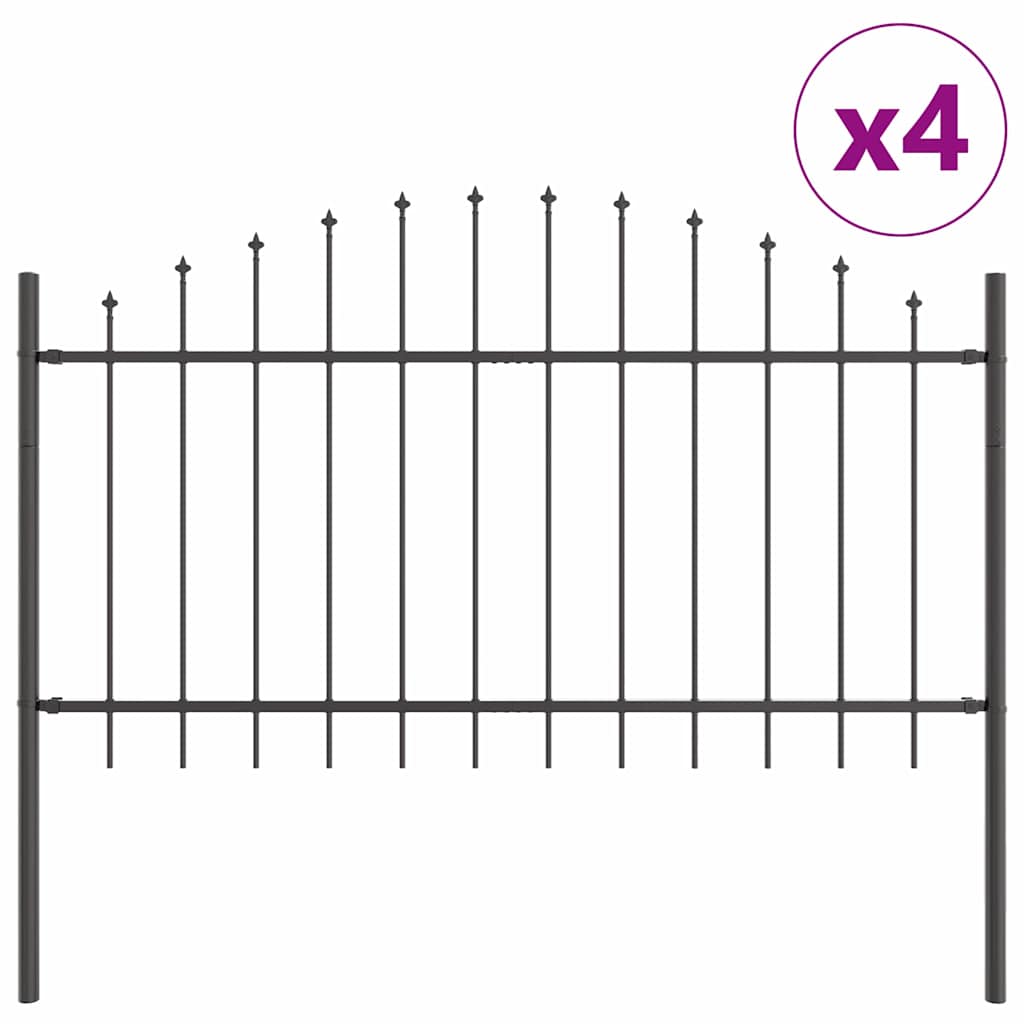 Kerti Kerítés WOERDEN 4 pcs 170 x 140 cm Porszórt acél Szürke