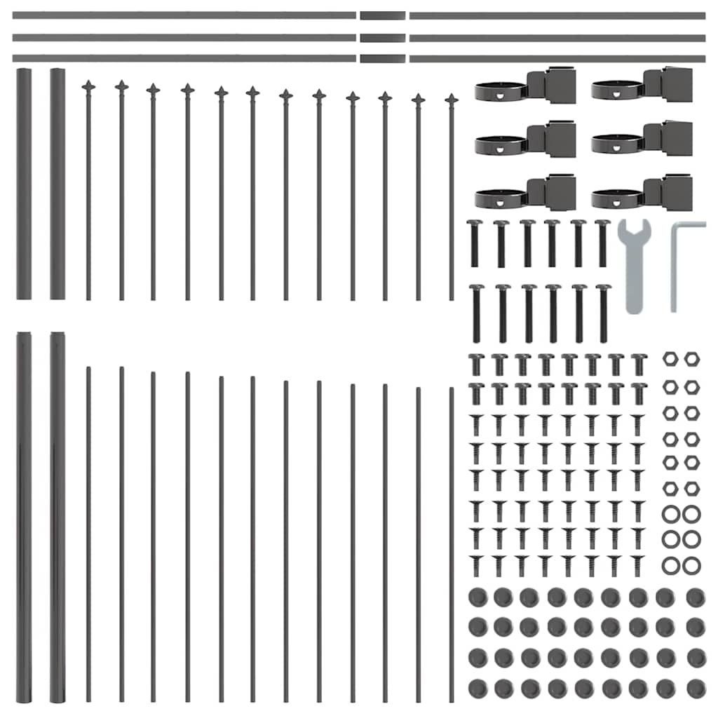 Kerti Kerítés WOERDEN 4 pcs 170 x 215 cm Porszórt acél Szürke