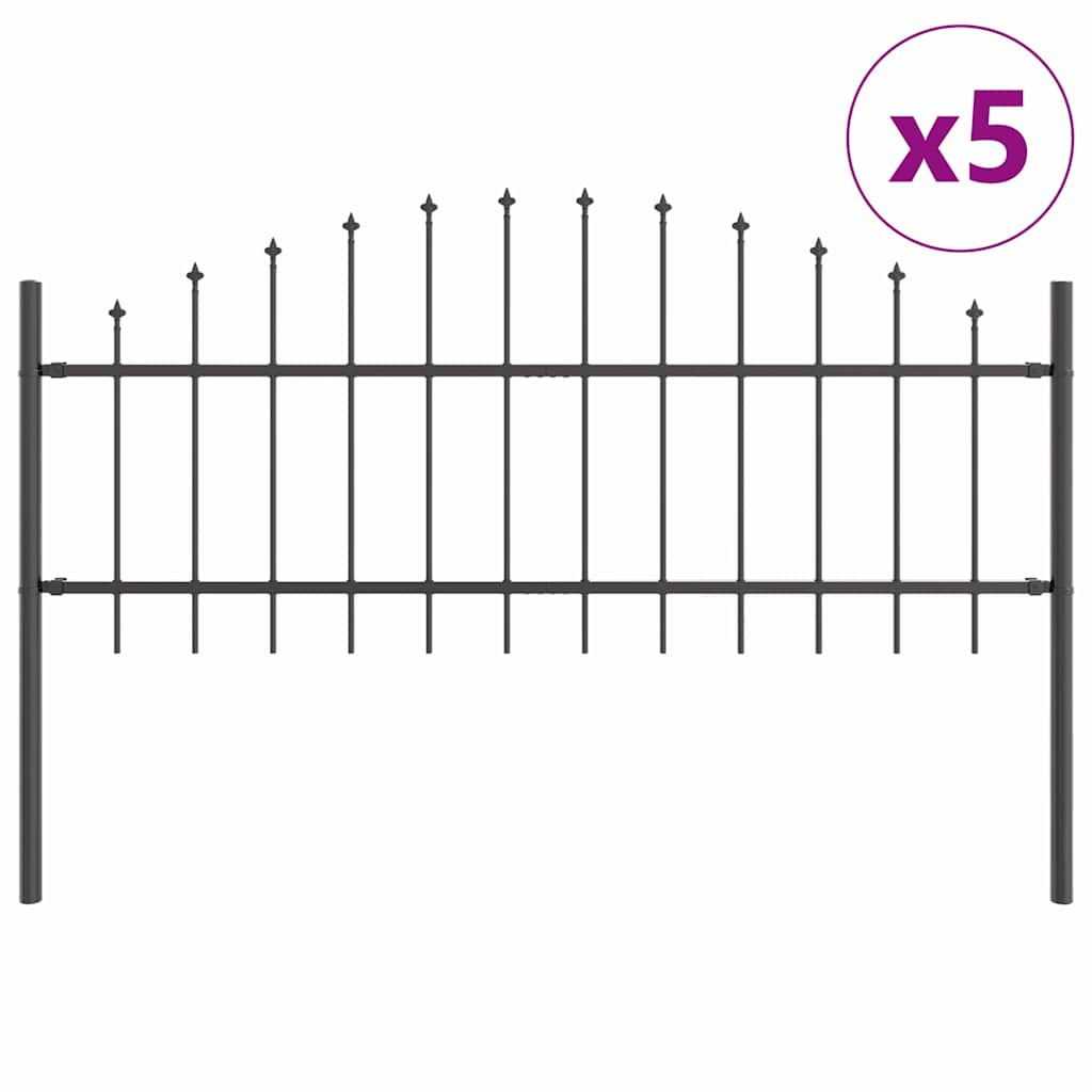 Kerti Kerítés WOERDEN 5 pcs 170 x 115 cm Porszórt acél Szürke