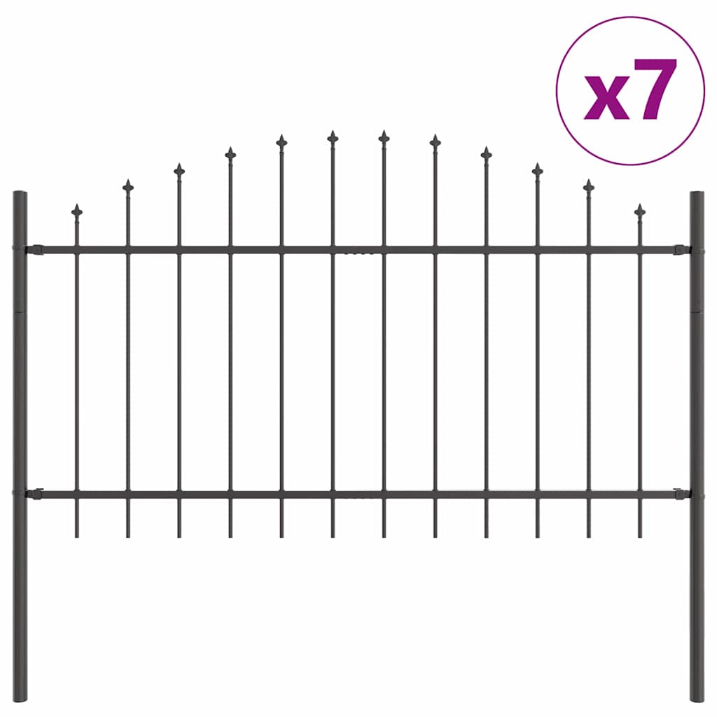 Kerti Kerítés WOERDEN 7 pcs 170 x 140 cm Porszórt acél Szürke