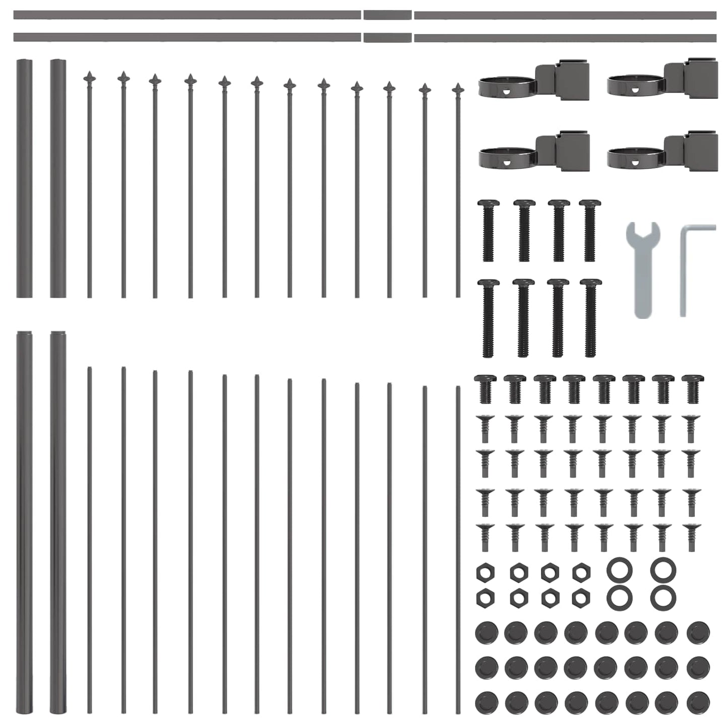 Kerti Kerítés WOERDEN 7 pcs 170 x 190 cm Porszórt acél Szürke