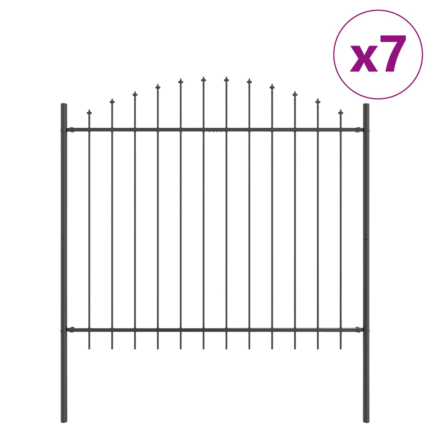 Kerti Kerítés WOERDEN 7 pcs 170 x 190 cm Porszórt acél Szürke