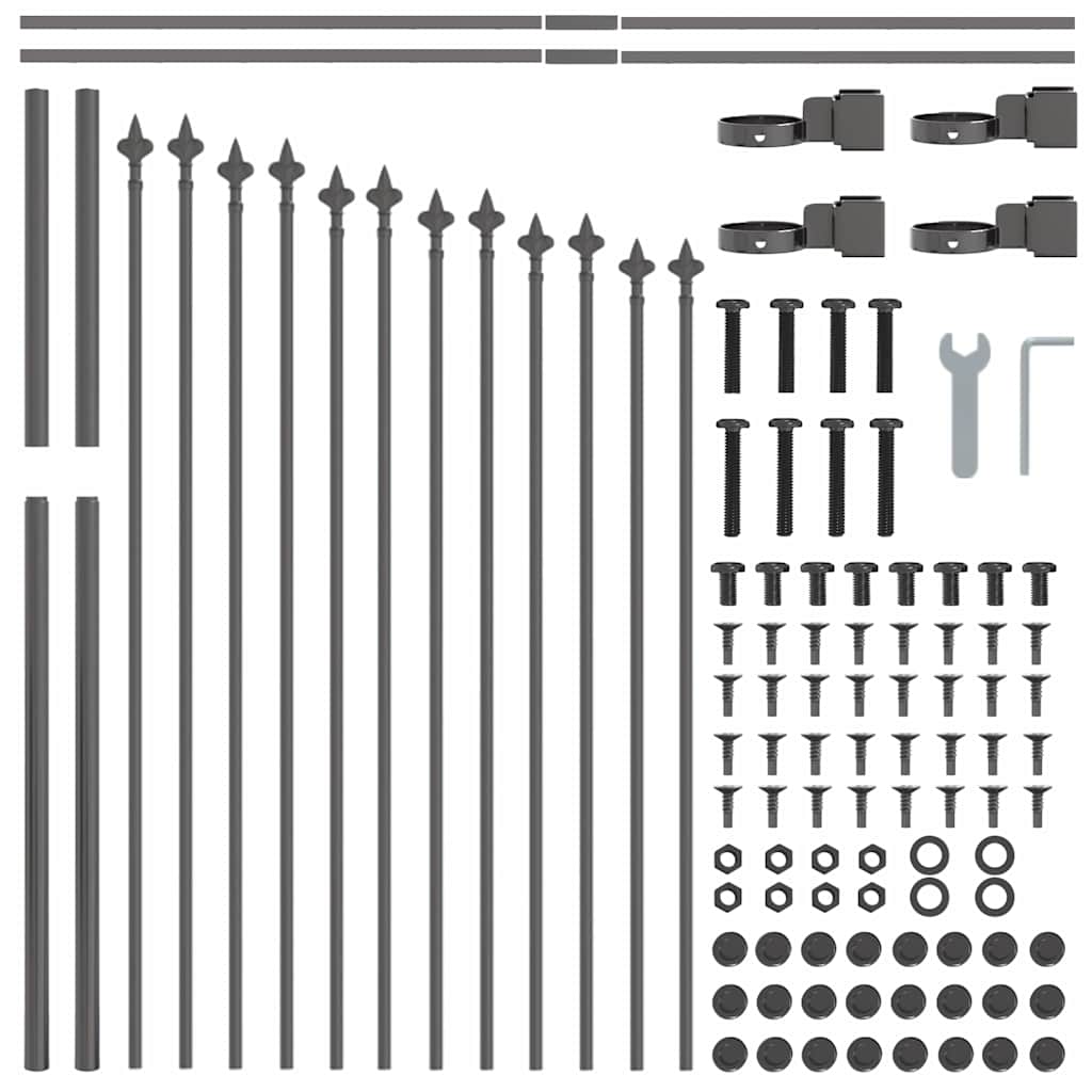 Kerti Kerítés WOERDEN 8 pcs 170 x 140 cm Porszórt acél Szürke