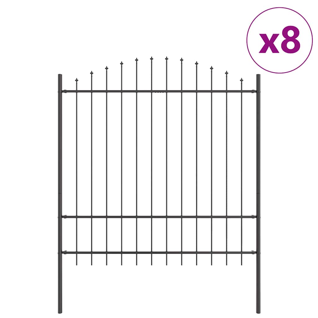 Kerti Kerítés WOERDEN 8 pcs 170 x 215 cm Porszórt acél Szürke