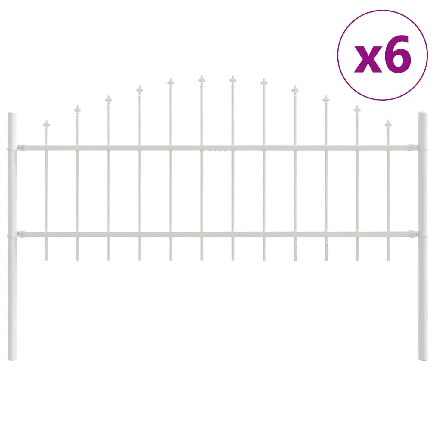 Kerti Kerítés WOERDEN 6 pcs 170 x 115 cm Porszórt acél Fehér