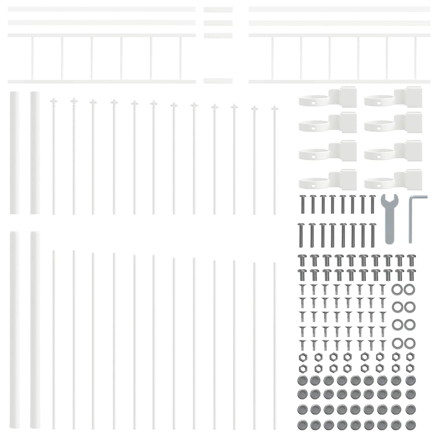 Kerti Kerítés WOERDEN 6 pcs 170 x 225 cm Porszórt acél Fehér