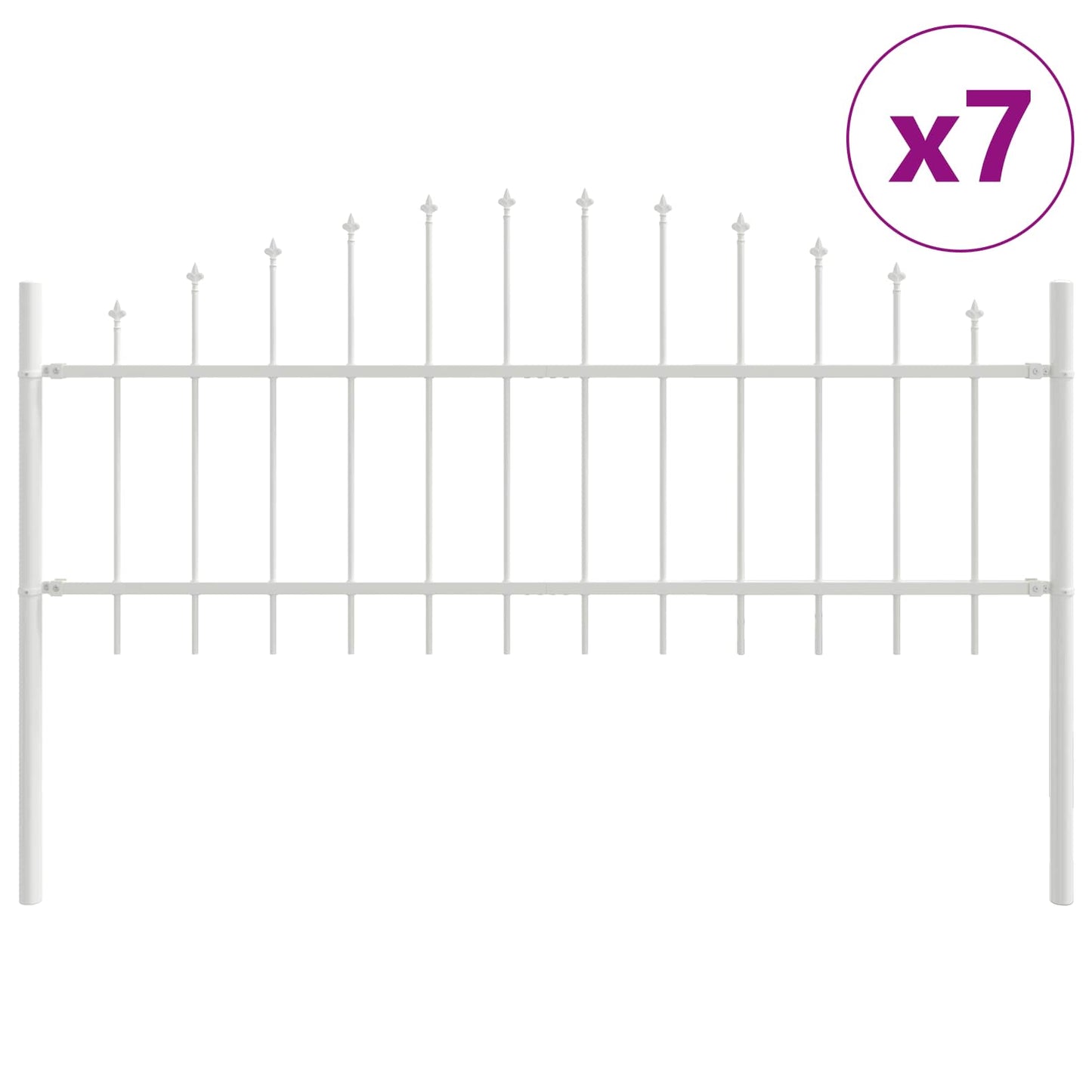 Kerti Kerítés WOERDEN 7 pcs 170 x 115 cm Porszórt acél Fehér