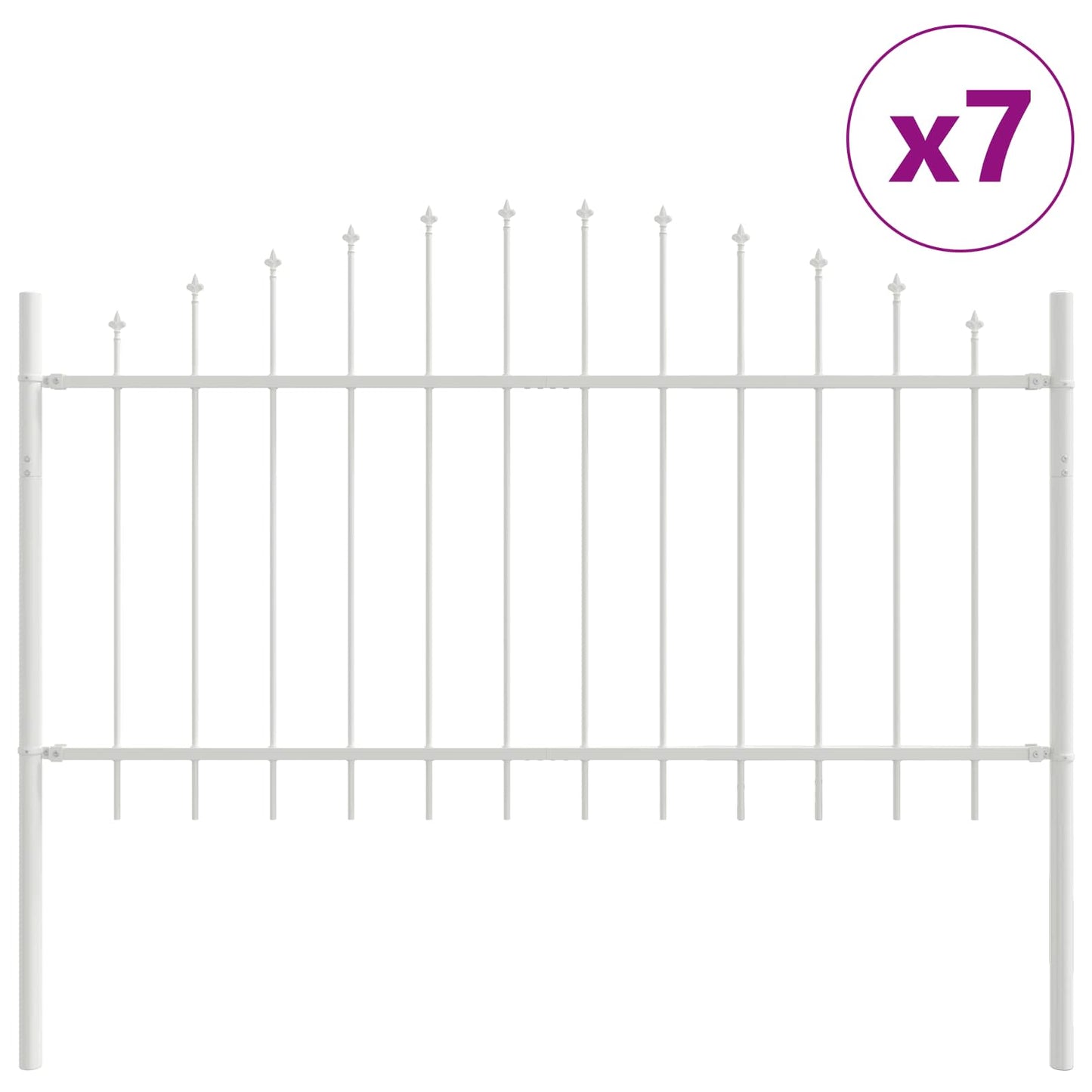 Kerti Kerítés 7 pcs Fehér 170 x 140 cm Porszórt acél