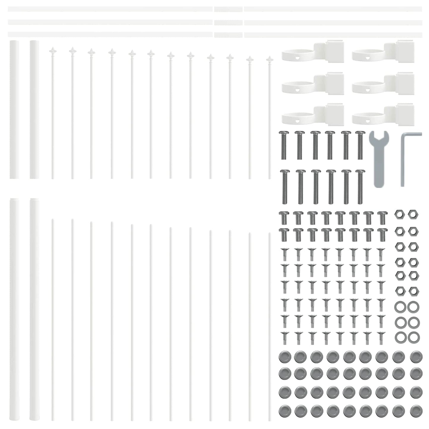 Kerti Kerítés WOERDEN 7 pcs 170 x 215 cm Porszórt acél Fehér