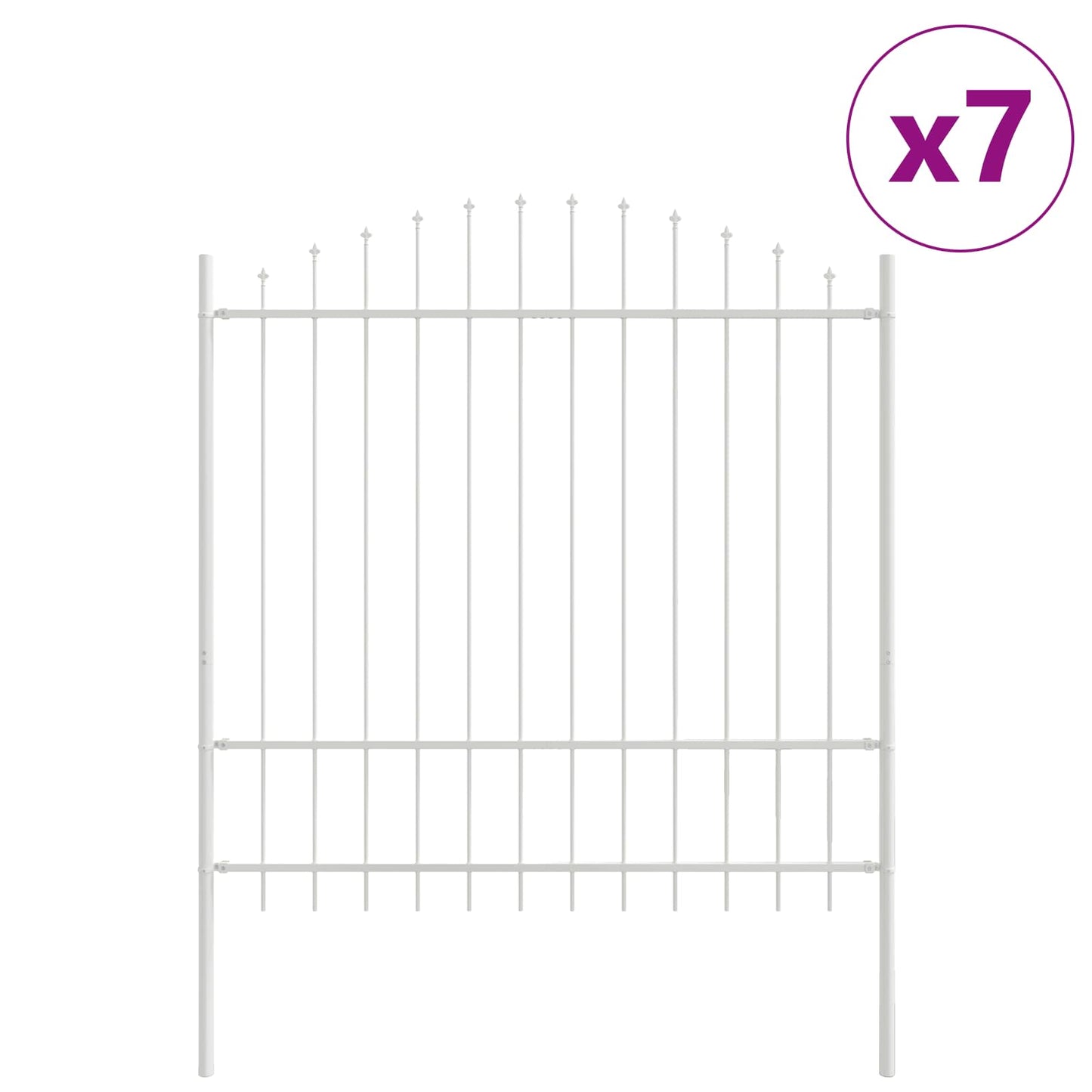 Kerti Kerítés WOERDEN 7 pcs 170 x 215 cm Porszórt acél Fehér