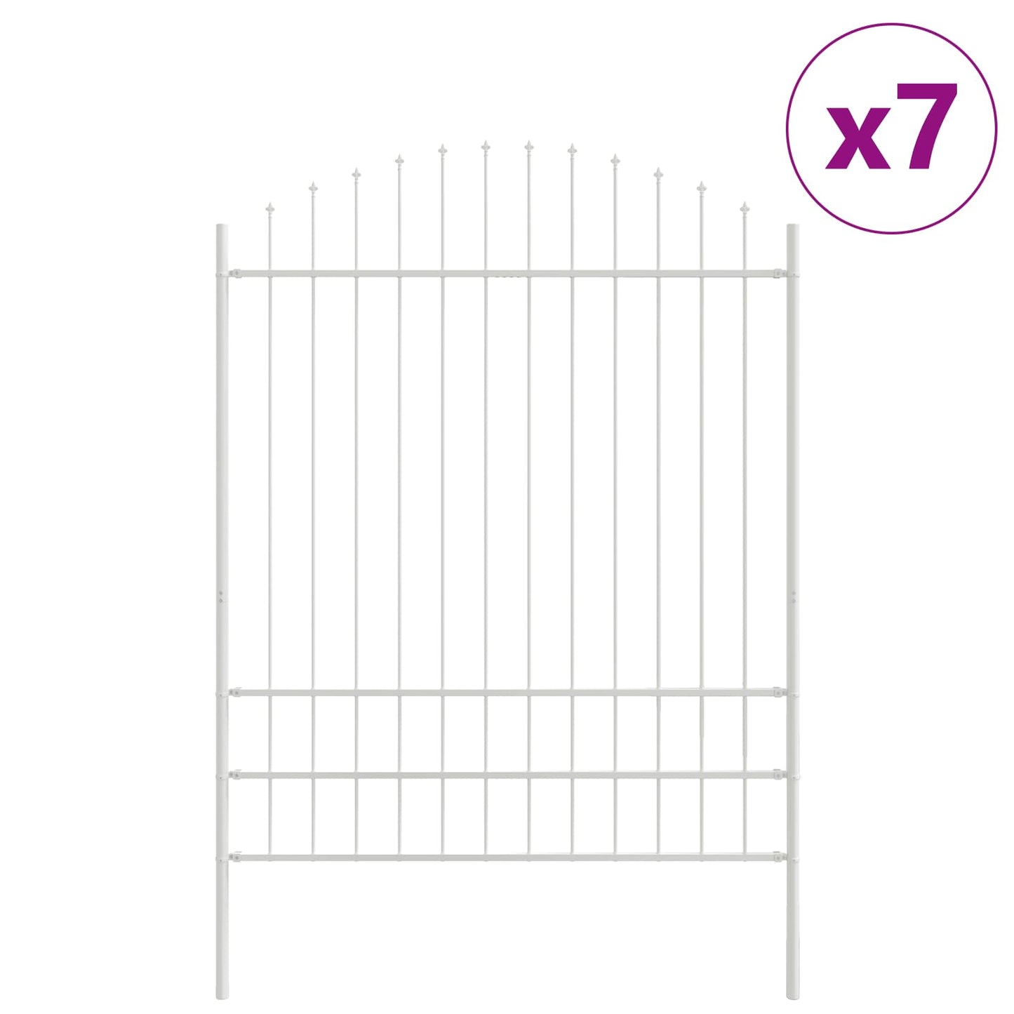 Kerti Kerítés WOERDEN 7 pcs 170 x 225 cm Porszórt acél Fehér